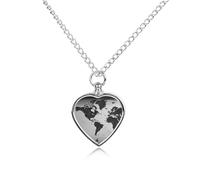 LLUTSNTH Pet Cremation Jewelry for Ashes Black And White World Map Pendant Heart Pet Urn Necklace Memorial Keepsake Jewelry for Animal Gift with Filling Kit