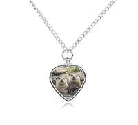LLUTSNTH Pet Cremation Jewelry for Ashes Cute Brown Otters Pendant Heart Pet Urn Necklace Memorial Keepsake Jewelry for Animal Gift with Filling Kit