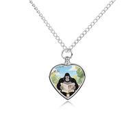 LLUTSNTH Pet Cremation Jewelry for Ashes Gorilla Reading Newspaper Pendant Heart Pet Urn Necklace Memorial Keepsake Jewelry for Animal Gift with Filling Kit
