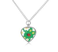 LLUTSNTH Pet Cremation Jewelry for Ashes Ladybug Flower Print Pendant Heart Pet Urn Necklace Memorial Keepsake Jewelry for Animal Gift with Filling Kit