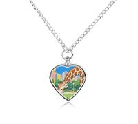 LLUTSNTH Pet Cremation Jewelry for Ashes Masai Giraffe Pendant Heart Pet Urn Necklace Memorial Keepsake Jewelry for Animal Gift with Filling Kit