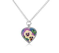 LLUTSNTH Pet Cremation Jewelry for Ashes Pansy Perfection Print Pendant Heart Pet Urn Necklace Memorial Keepsake Jewelry for Animal Gift with Filling Kit