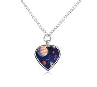 LLUTSNTH Pet Cremation Jewelry for Ashes Planets And Constellations Pendant Heart Pet Urn Necklace Memorial Keepsake Jewelry for Animal Gift with Filling Kit