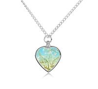 LLUTSNTH Pet Cremation Jewelry for Ashes Spring Blossoms in Full Bloom Pendant Heart Pet Urn Necklace Memorial Keepsake Jewelry for Animal Gift with Filling Kit