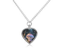 LLUTSNTH Pet Cremation Jewelry for Ashes The Fun Guy Enchanted Pendant Heart Pet Urn Necklace Memorial Keepsake Jewelry for Animal Gift with Filling Kit