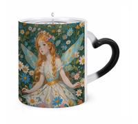 LLUTSNTH Pfhorn Flower Fairy Color Changing Mug Heat Changing Coffee Cup Funny Magic Mug Novelty Heat Sensitive Coffee Mugs for Men Women Office Christmas Birthday Gift 12 Oz