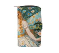 LLUTSNTH Pfhorn Flower Fairy Travel Wallet Slim Leather Wallets Clutch Organizer Purse Coin Pocket for Men Women