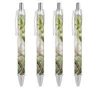 LLUTSNTH Pigeon Magnolia Bloom Ballpoint Pens Black Medium Point 0.55mm Ball Point Pen Retractable Office Pens with Super Soft Grip Writing Ink Pen for Men Women 4 PCS