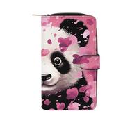 LLUTSNTH Pink Panda Cotton Travel Wallet Slim Leather Wallets Clutch Organizer Purse Coin Pocket for Men Women