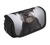 LLUTSNTH Pirate Ship 2 Compartments Pencil Case Makeup Bag | Large Capacity Polyester Pencil Pouch with Handle | Toiletry & Cosmetic Bag Organizer for Travel Office, Cute schnauzer, One Size, Cute