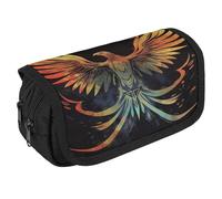 LLUTSNTH Pirate Ship 2 Compartments Pencil Case Makeup Bag | Large Capacity Polyester Pencil Pouch with Handle | Toiletry & Cosmetic Bag Organizer for Travel Office, Phoenix, One Size, Phoenix