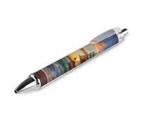 LLUTSNTH Pirate Ship in The Sunset Ballpoint Pens Black Medium Point 0.55mm Ball Point Pen Retractable Office Pens with Super Soft Grip Writing Ink Pen for Men Women 1 PCS