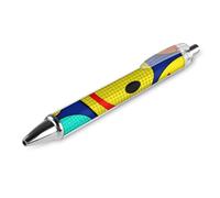 LLUTSNTH Plaid Happy Face Pattern Ballpoint Pens Black Medium Point 0.55mm Ball Point Pen Retractable Office Pens with Super Soft Grip Writing Ink Pen for Men Women 1 PCS