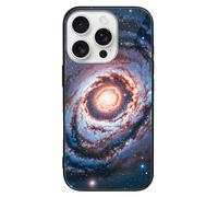 LLUTSNTH Planet Stars and Galaxy for iPhone 16/Pro Case Durable Shockproof Glass Protective Cover with Cute Pattern Design Protection for Women & Men Black