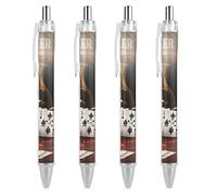 LLUTSNTH Poker Tournament Ballpoint Pens Black Medium Point 0.55mm Ball Point Pen Retractable Office Pens with Super Soft Grip Writing Ink Pen for Men Women 4 PCS