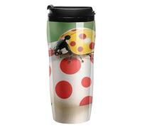 LLUTSNTH Polka - Dot Ladybug Insulated Coffee Tumbler Reusable Iced Coffee Cup Double-Wall Plastic Drinking Cups Hot Coffee Travel Mug, BPA-Free, Shatter-Proof, Dishwasher-Safe 12 Oz
