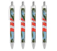 LLUTSNTH Puerto Rico Flags Frog Palm Trees Ballpoint Pens Black Medium Point 0.55mm Ball Point Pen Retractable Office Pens with Super Soft Grip Writing Ink Pen for Men Women 4 PCS