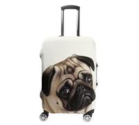 LLUTSNTH Pug Dog Suitcase Covers Luggage Protector - Travel Elastic Baggage Case Protective, Washable Anti-scratch Large Suit Case Cover for Suitcases Fits 19-32 Inch Luggages, white, M, Flower and