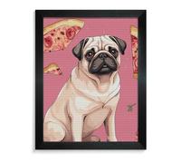 LLUTSNTH Pug Pizza Diamond Painting Kits for Adults 5D DIY Drill Diamond Art Kits Arts and Crafts for Beginners Sparkling Home Wall Decor Painting for Living Room Bedroom Blackwood 40 * 50cm