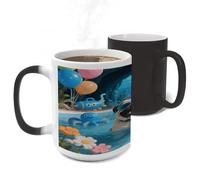 LLUTSNTH Pug Pool Drift Color Changing Mug Heat Changing Coffee Cup Funny Magic Mug Novelty Heat Sensitive Coffee Mugs for Men Women Office Christmas Birthday Gift 11 Oz