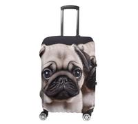LLUTSNTH Puppys Pug Suitcase Covers Luggage Protector - Travel Elastic Baggage Case Protective, Washable Anti-scratch Large Suit Case Cover for Suitcases Fits 19-32 Inch Luggages, white, XL, Flower