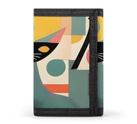 LLUTSNTH Purple Butterfly And Flowers Trifold Wallet for Men - Slim 8 Card Slots, Zipper Coin Purse Money Clip, Cash Compartment, Mid-Century Modern Art Cat, One Size, Modern