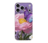 LLUTSNTH Purple Butterfly Bloom for iPhone 17/Pro Case Durable Shockproof TPU Protective Cover with Cute Pattern Design Protection for Women & Men