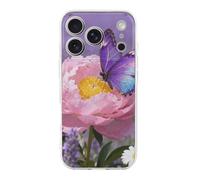 LLUTSNTH Purple Butterfly Bloom for iPhone 17/Pro Case Durable Shockproof TPU Protective Cover with Cute Pattern Design Protection for Women & Men