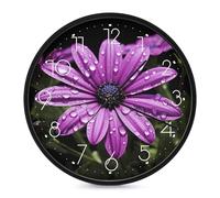 LLUTSNTH Purple Daisy Wall Clock Vintage Round Clocks Silent Non Ticking Clock Personalized Pattern Modern Clocks for Home Office Decoration 10 Inch