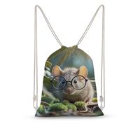 LLUTSNTH Purple Dragon Moon Drawstring Backpack for Women - Large Canvas Sackpack, Gym Sport Travel Bag, Drawstring Bags, Guinea Mouse With Glasses, 35x50cm, Travel Backpacks