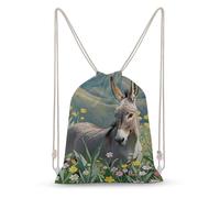 LLUTSNTH Purple Dragon Moon Drawstring Backpack for Women - Large Canvas Sackpack, Gym Sport Travel Bag, Drawstring Bags, Donkey and Flower, 35x50cm, Travel Backpacks