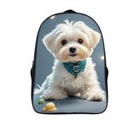 LLUTSNTH Purple Dragon Moon Laptop Backpack for Men & Women Travel Daypack with Pockets, Work Bag for Office 16 In, Lovely Maltese Dog, 40x28x16cm