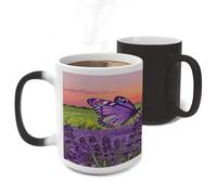 LLUTSNTH Purple Lavender Fields Color Changing Mug Heat Changing Coffee Cup Funny Magic Mug Novelty Heat Sensitive Coffee Mugs for Men Women Office Christmas Birthday Gift 11 Oz