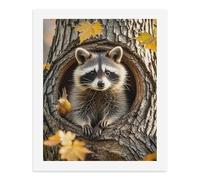 LLUTSNTH Raccoon in The Fall Tree Hole Paint by Numbers Kits for Adults DIY Beginners Paint by Number Kits on Canvas Digital Oil Number Painting, Easy Canvas Art Print Kit for Home Decor Gift 50x40cm