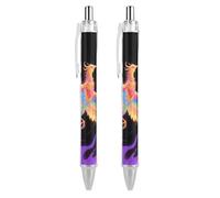 LLUTSNTH Radiant Phoenix Ballpoint Pens Black Medium Point 0.55mm Ball Point Pen Retractable Office Pens with Super Soft Grip Writing Ink Pen for Men Women 2 PCS