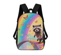 LLUTSNTH Rainbow Bridge Raccoon 17 Inch Laptop Backpack for Men Women Travel Daypack with Pockets Work Bag for Office