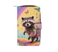 LLUTSNTH Rainbow Bridge Raccoon Travel Wallet Slim Leather Wallets Clutch Organizer Purse Coin Pocket for Men Women