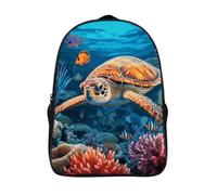 LLUTSNTH Rainbow Cartoon Cat Laptop Backpack for Men & Women Travel Daypack with Pockets, Work Bag for Office 16 In, Tropical Fish Starfish, 40x28x16cm