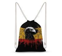 LLUTSNTH Rainbow Cartoon Panda Drawstring Backpack for Women - Large Canvas Sackpack, Gym Sport Travel Bag, Drawstring Bags, Germany Flag Eagle, 35x50cm, Travel Backpacks