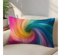 LLUTSNTH Rainbow Colored Swirl Throw Pillow Covers 12 "x20 Decorative Lumbar Pillowcase with Hidden Zipper Pillow Case Soft Cushion Cover for Couch Bedroom Living Room