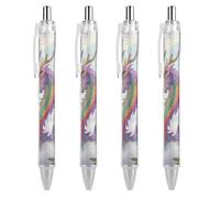 LLUTSNTH Rainbow-scaled-eastern-dragon Ballpoint Pens Black Medium Point 0.55mm Ball Point Pen Retractable Office Pens with Super Soft Grip Writing Ink Pen for Men Women 4 PCS