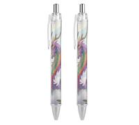 LLUTSNTH Rainbow-scaled-eastern-dragon Ballpoint Pens Black Medium Point 0.55mm Ball Point Pen Retractable Office Pens with Super Soft Grip Writing Ink Pen for Men Women 2 PCS