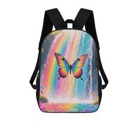 LLUTSNTH Rainbow - Winged Butterfly by Falls 17 Inch Laptop Backpack for Men Women Travel Daypack with Pockets Work Bag for Office