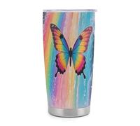 LLUTSNTH Rainbow - Winged Butterfly by Falls 20 Oz Tumbler Travel Coffee Tumblers with Lid And Straw Stainless Steel Double Wall Vacuum Insulated Mug Tea Cups Fit Car Cupholder For Hot And Cold
