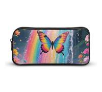 LLUTSNTH Rainbow - Winged Butterfly by Falls Pencil Case - Large Capacity Pencil Pouch Aesthetic Makeup Bag with Zipper for Stationery, Art Supplies, Travel Essentials