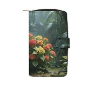 LLUTSNTH Rainforest Hydrangea Travel Wallet Slim Leather Wallets Clutch Organizer Purse Coin Pocket for Men Women