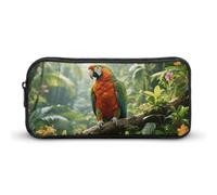 LLUTSNTH Rainforest Parrot Pencil Case - Large Capacity Pencil Pouch Aesthetic Makeup Bag with Zipper for Stationery, Art Supplies, Travel Essentials