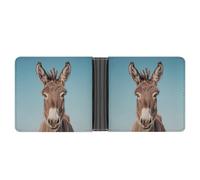 LLUTSNTH Real Image of Donkey Slim Leather Wallet for Men Bifold Card Holder for Daily Travel Mens Money Clip