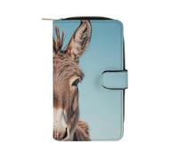LLUTSNTH Real Image of Donkey Travel Wallet Slim Leather Wallets Clutch Organizer Purse Coin Pocket for Men Women