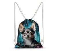 LLUTSNTH Red Apple Fruit Drawstring Backpack for Women - Large Canvas Sackpack, Gym Sport Travel Bag, Drawstring Bags, Gem Cave Chihuahua, 35x50cm, Travel Backpacks